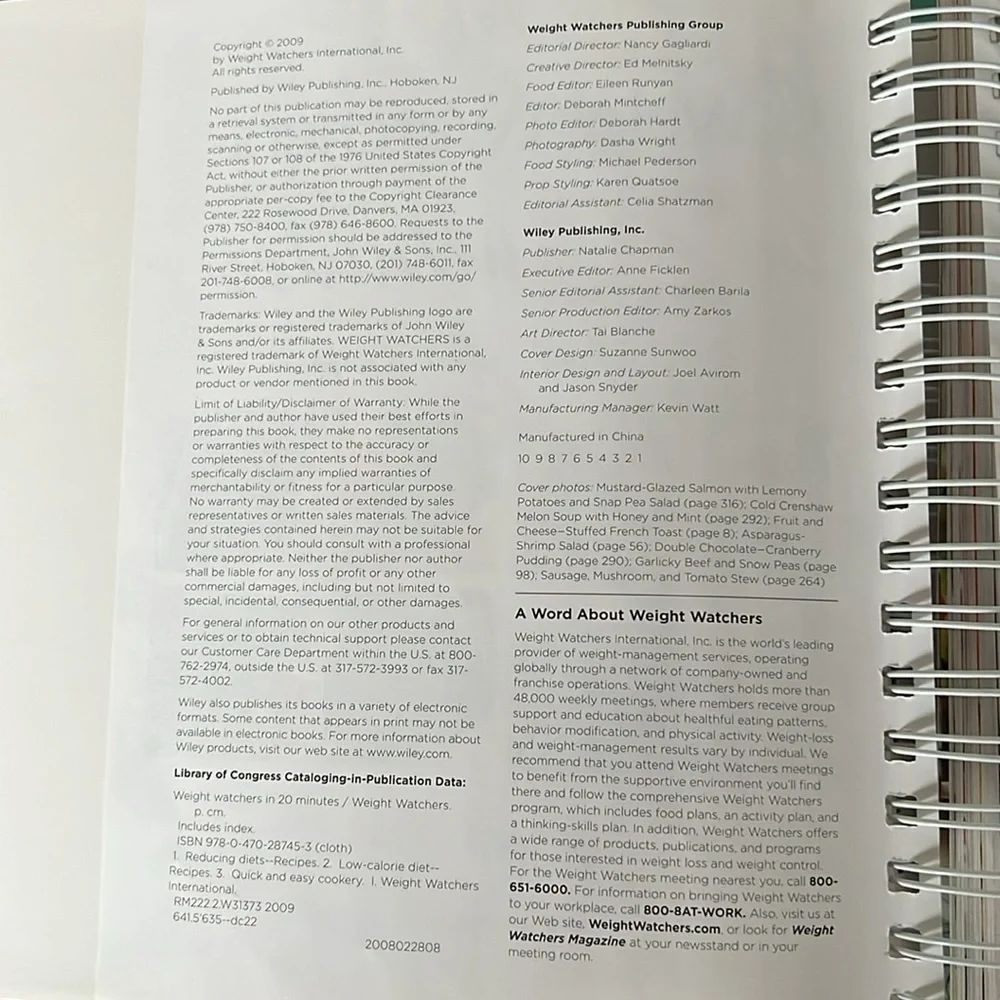 Weight Watchers in 20 Minutes Cookbook 250 Fresh Fast Recipes Spiral Bound - Picture 4 of 4